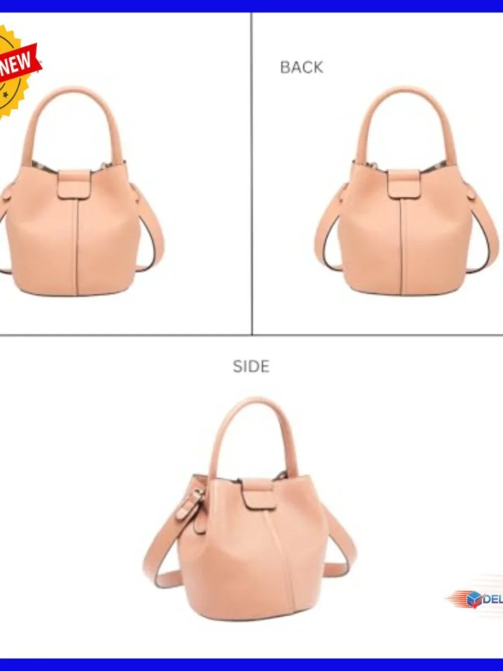 Vegan Leather Bucket Bag Hobo Crossbody Shoulder Purse Medium Size